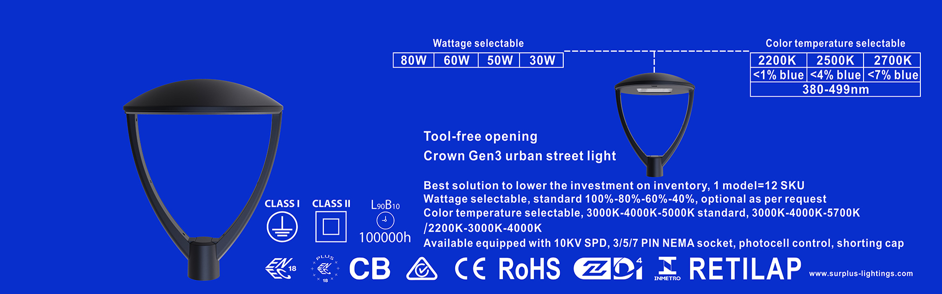 품질 오일 Gen4 195lm/W ENEC ENEC+ CB SAA Zhaga-D4i 거리등 공장